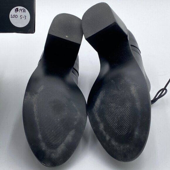 Black Women's Lace-Up Oxfords Almond Toe Chunky Heel Casual Shoes - Picture 5 of 6